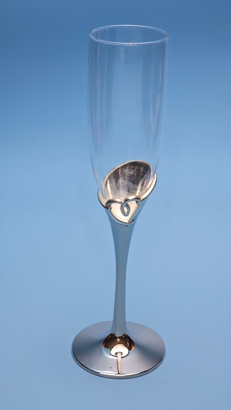 Lenox True Love Silver Plated Champagne Toasting Flute Interlocking Hearts Glass